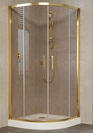 Душевой уголок Vegas-Glass ZS-F 90*100 золото, стекло бронза