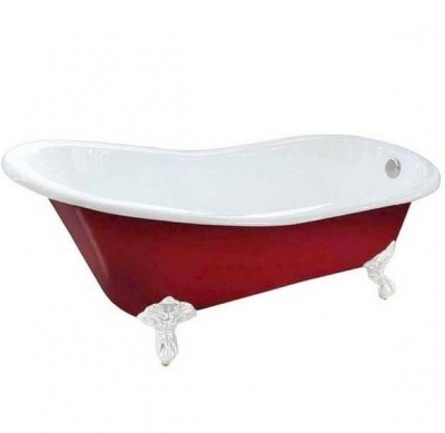 Классическая чугунная ванна Magliezza Gracia Red 170-76 см ножки белые