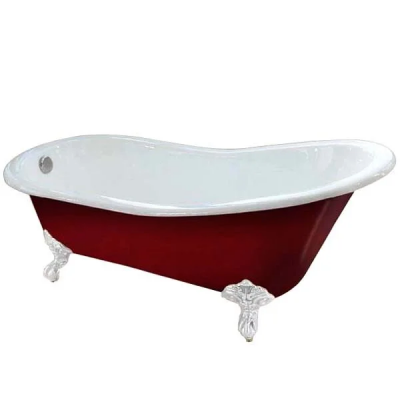 Классическая чугунная ванна Magliezza Gracia Red 170-76 см ножки хром