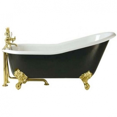 Классическая чугунная ванна Magliezza Gracia Nero 170-76 см ножки золото