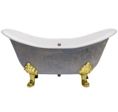 Классическая чугунная ванна Magliezza Julietta 183-78 см с окрасом внешнего борта, ножки золото