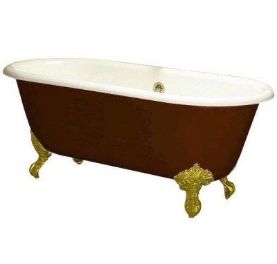 Классическая чугунная ванна Magliezza Patricia 183-80 см с окрасом внешнего борта, ножки бронза