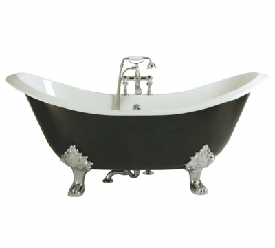 Классическая чугунная ванна Magliezza Julietta 183-78 см с окрасом внешнего борта, ножки хром