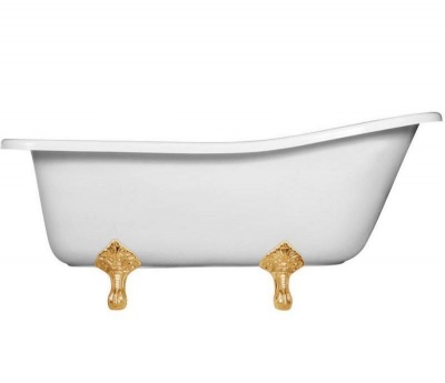 Ванна из литьевого мрамора Эстет Царская 150-75 см в классическом стиле, ножки золото