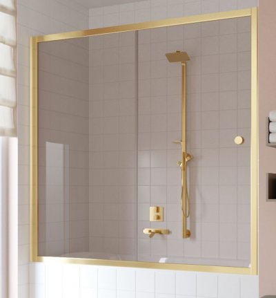 Ограждение на ванну Vegas-Glass ZV 180 профиль золото, стекло бронза