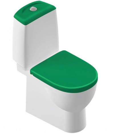 Унитаз Sanita Luxe Best напольный, крышка-сиденье зелёная с механизмом микролифт
