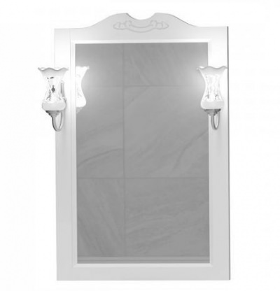 Зеркало Opadiris Клио 65 белое матовое со светильниками